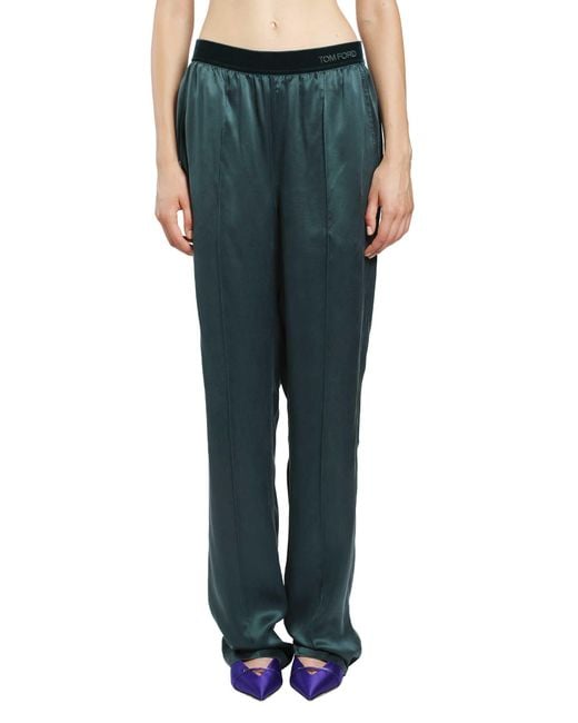 Tom Ford Green Silk Satin Pj Pants
