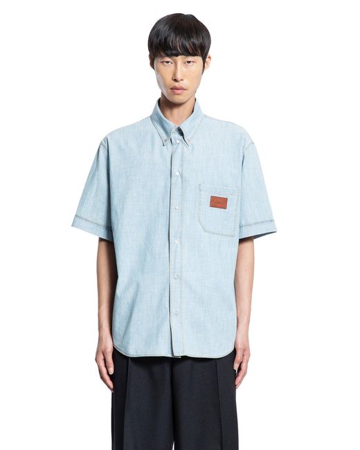 Fendi Blue Shirt In Chambray for men