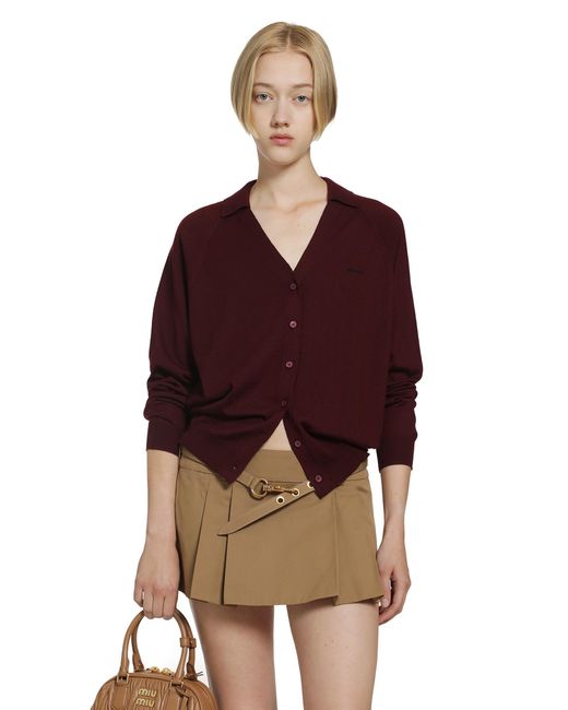 Miu Miu Red Wool Polo Sweater