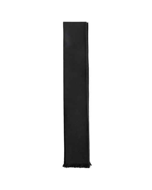 Tom Ford Black Fringed Silk Scarf for men