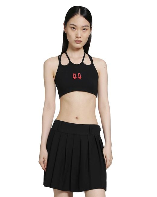 44 Label Group Black Embroidered Cotton Top