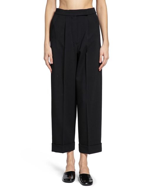 Max Mara Black Cropped Wool Tailored Trousers