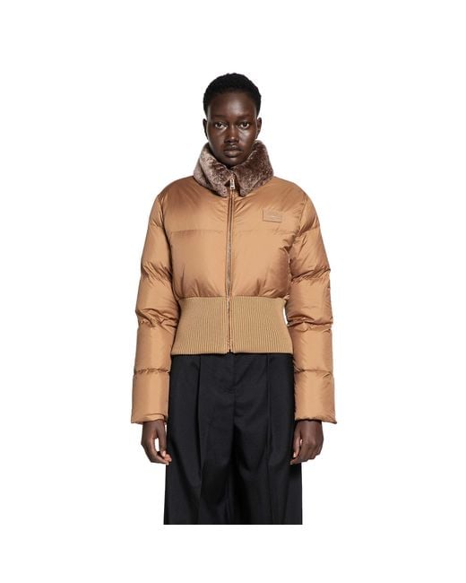 Fendi Gray Nylon And Shearling Down Jacket