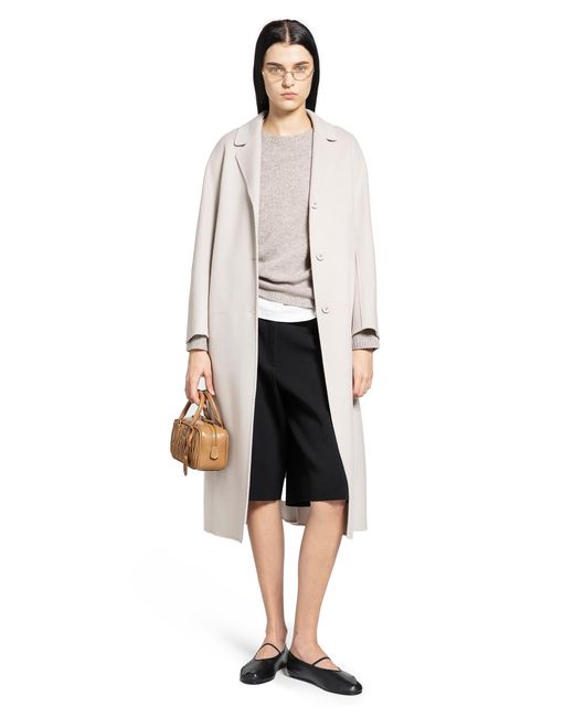 Max Mara White Flared Wool Coat