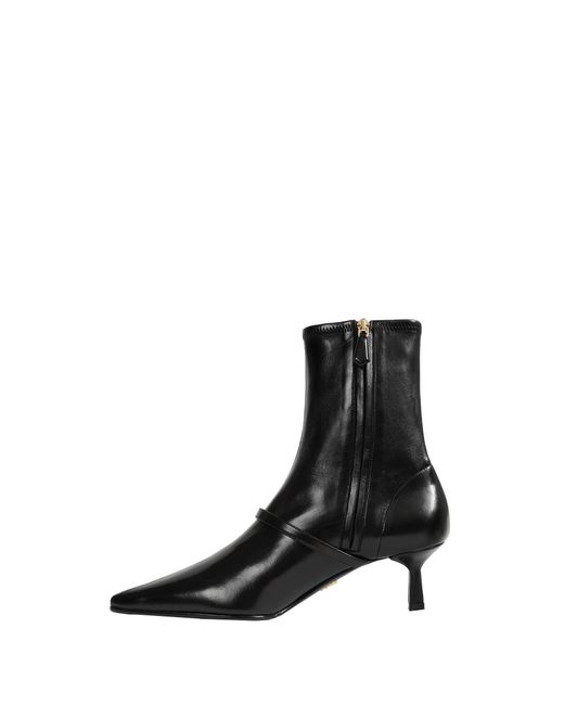 Prada Black Stretch Nappa Leather Ankle Boots