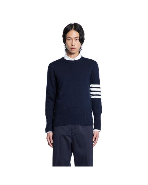 Thom Browne Blue Milano Stitch 4-Bar Sweater for men