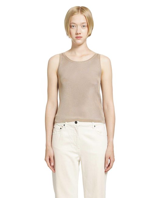 Saint Laurent Natural Viscose Tank Top