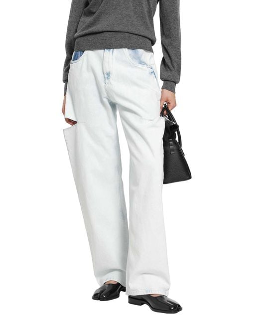 Maison Margiela Blue Bleached Cut-Out Jeans