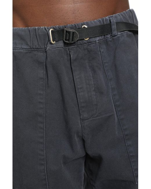White Sand Black Belted Cotton Trousers for men