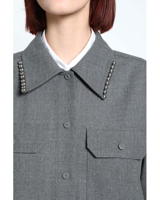 Jil Sander Gray Wool Canvas Shirt