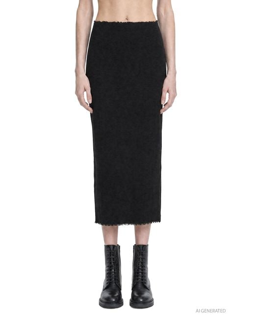 Marc Le Bihan Black Textured Stretch Nylon Skirt