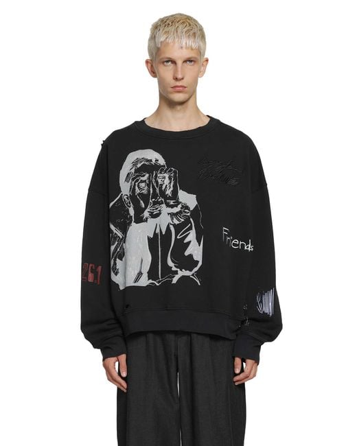 Song For The Mute Black 'Peaking Kid' Relaxed Sweatshirt for men