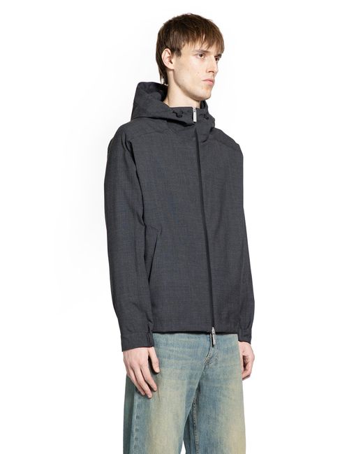 Laminar Black Wool Touch Hooded Jacket for men