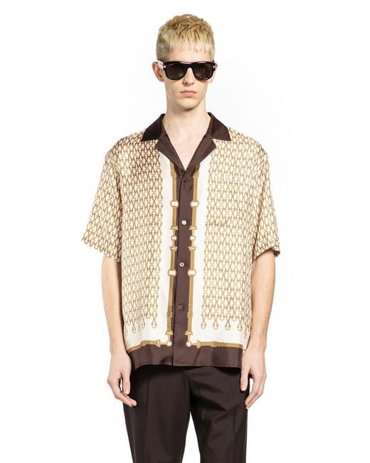 Gucci Natural Equestrian Silk Twill Bowling Shirt for men