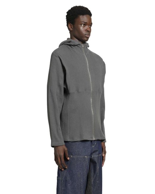 BRYAN JIMENE`Z Gray Thermal Zip-Up Hoodie for men