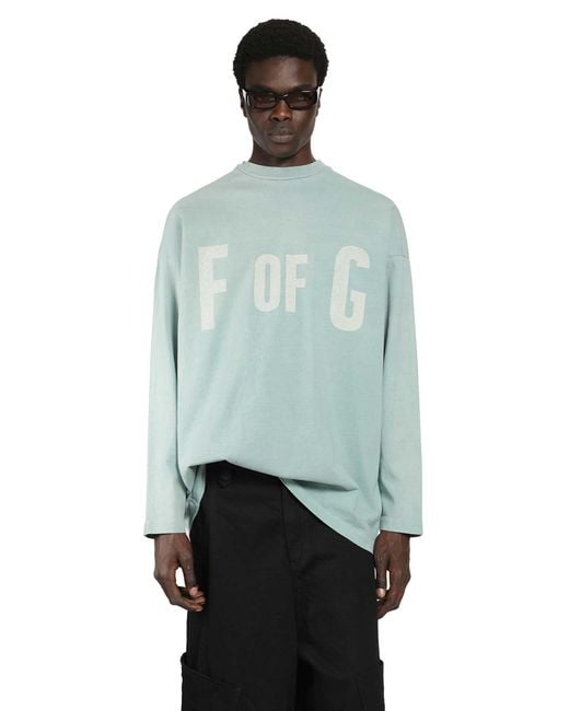 Fear Of God Blue Printed Long Sleeve Tee for men