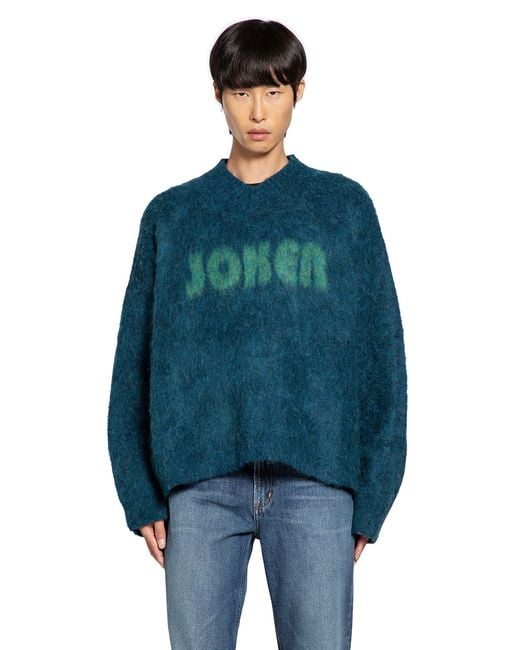 Martine Rose Joker Brushed Mohair V-Neck Jumper in Blue for Men | Lyst