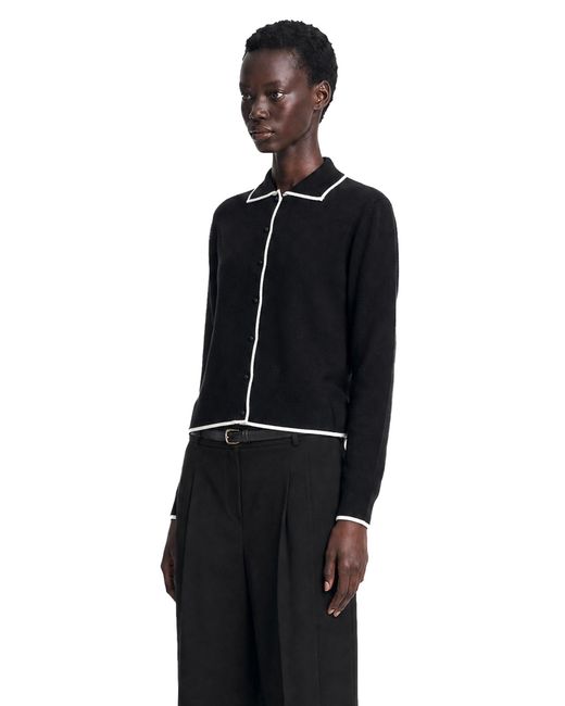 Max Mara Black Wool Silk Yarn Cardigan