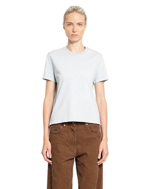 Prada White Straight Fit Jersey T-Shirt
