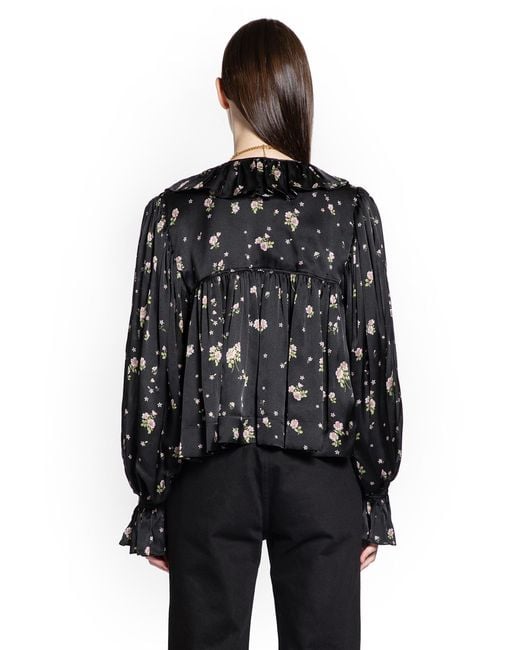 Chloé Black Liberty Print Maxi Gathered Ruffle Top