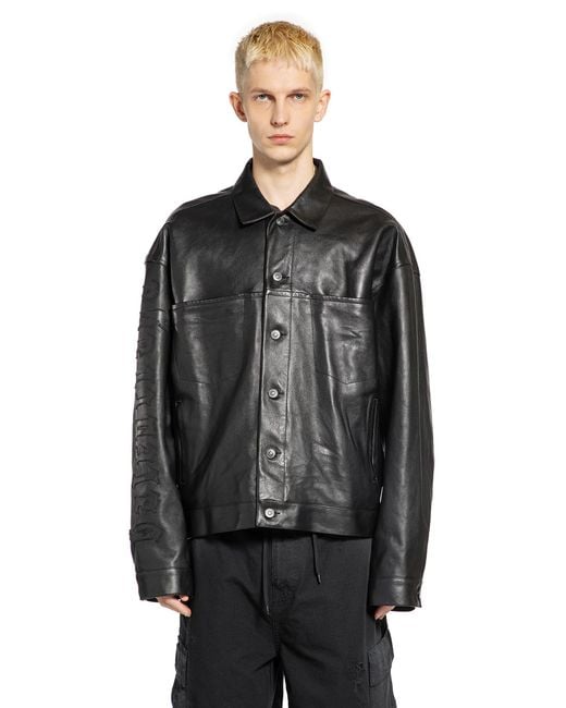 Balenciaga Black Shirt Leather Jacket for men