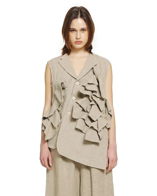 Comme des Garçons Natural Ruffled Linen Vest
