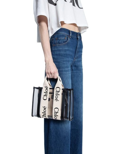 Chloé Black Woody Small Tote Bag In Jelly And Leather