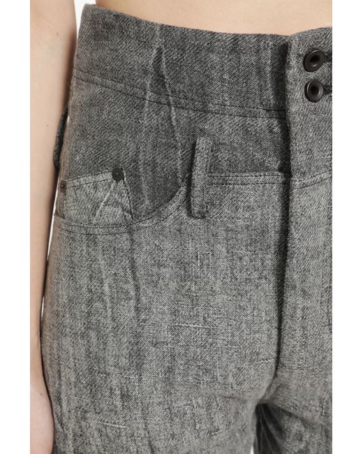 Yehuafan Gray Linen Trousers