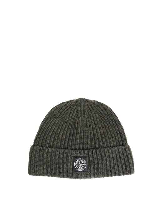 Stone Island Green N100012 Ribbed Knit Beanie for men