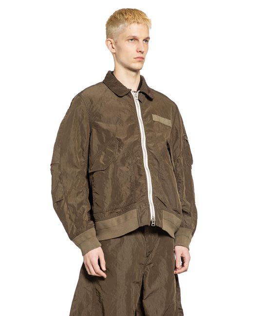 Sacai Brown Treated Nylon Twill Blouson for men