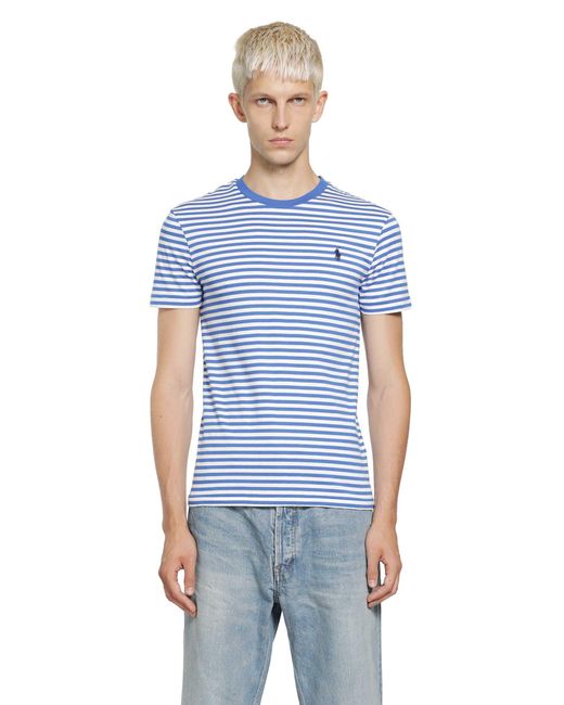 Polo Ralph Lauren Blue Custom Slim Fit Striped T-Shirt for men