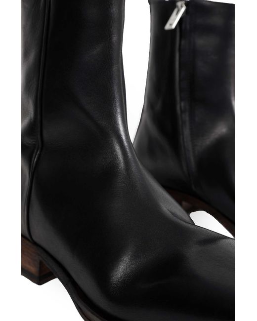 Acne Black Leather Ankle Boots for men