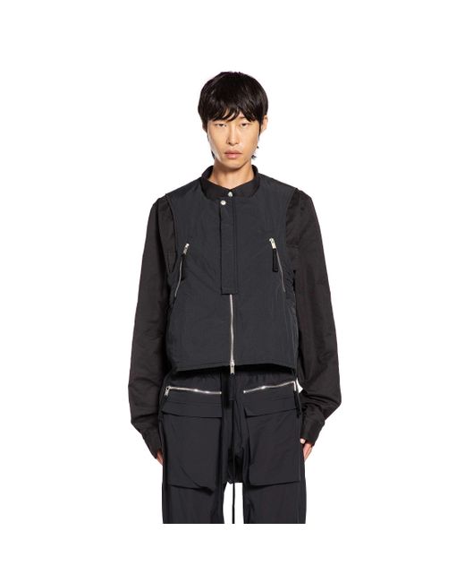 Thom Krom Black Nylon Bomber Vest for men