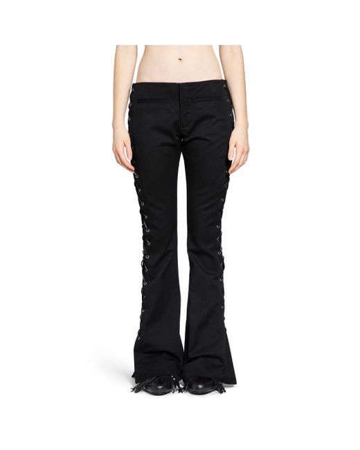 パンツ ann demeulemeester Lace up detail pants Ann Demeulemeester Kel Lace-Up Bootcut Trousers in Black | Lyst