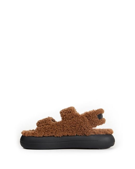 Moon Boot Brown Shearling Sandals