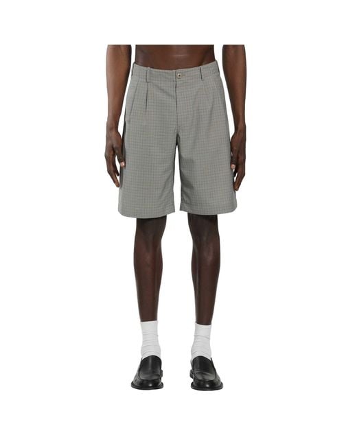 Our Legacy Gray Frosted Moss Checked Bermudas for men