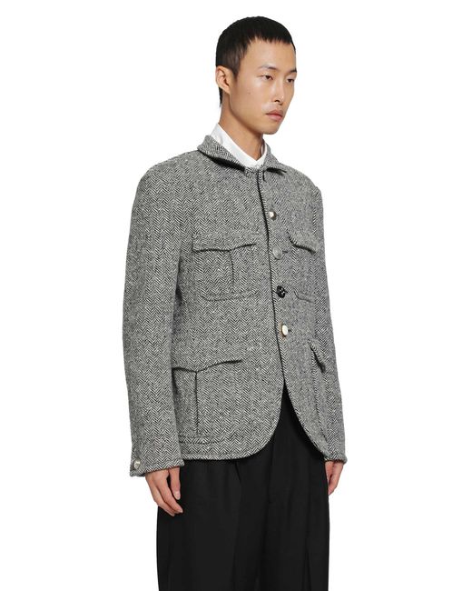 Junya Watanabe Gray Herringbone Wool Jacket for men