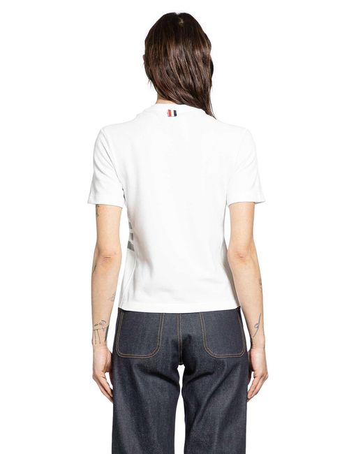 Thom Browne White Classic Piqué 4-Bar Tee