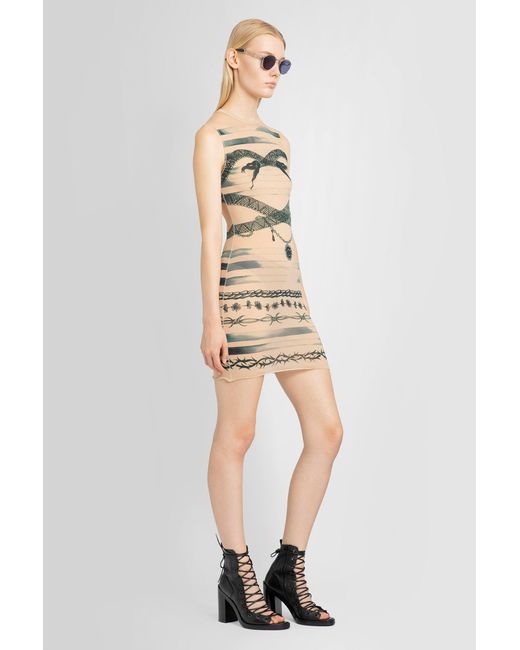 Jean Paul Gaultier Natural X Knwls Graphic-print Stretch-woven Mini Dress