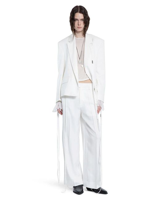Ann Demeulemeester White Elfi Trousers In Viscose Calico