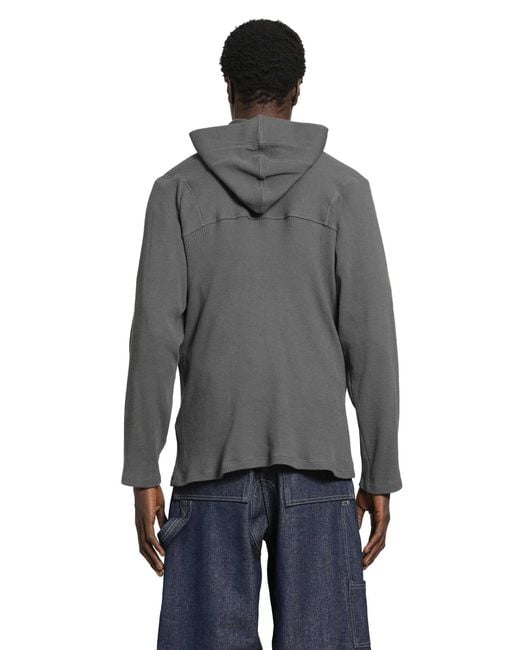BRYAN JIMENE`Z Gray Thermal Zip-Up Hoodie for men