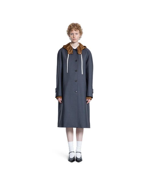 Miu Miu Blue Single-Breasted Kid Mohair And Technical Pongé Coat