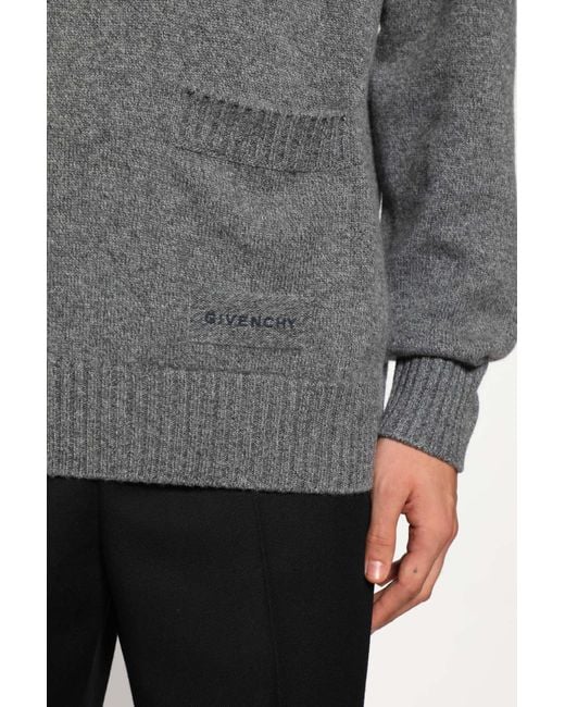 Givenchy Gray Hooded Knitted Sweater for men