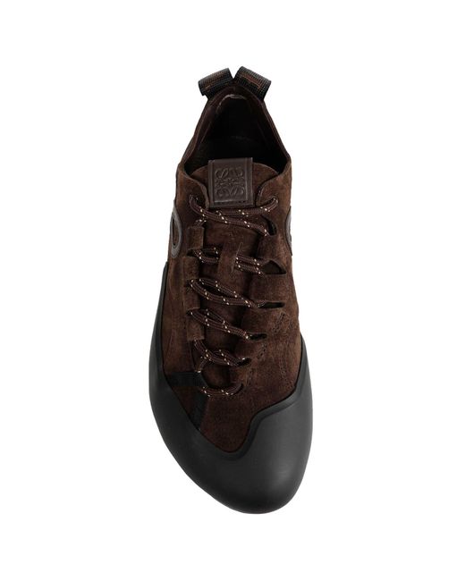 Loewe Brown Suede Grip Sneakers