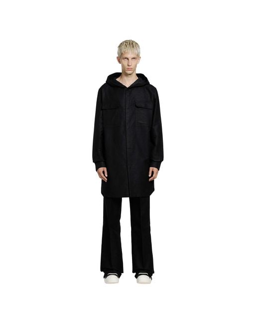 Rick Owens Black Tower Hooded Outershirt for men