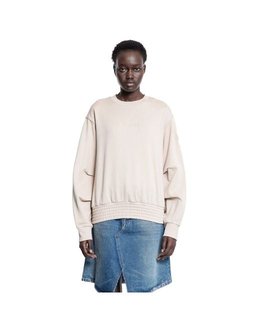 Moncler Blue Pleated Sleeve Cotton Sweatshirt