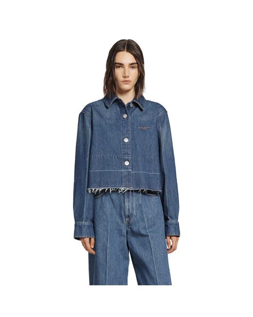 Givenchy Blue Cropped Denim Shirt