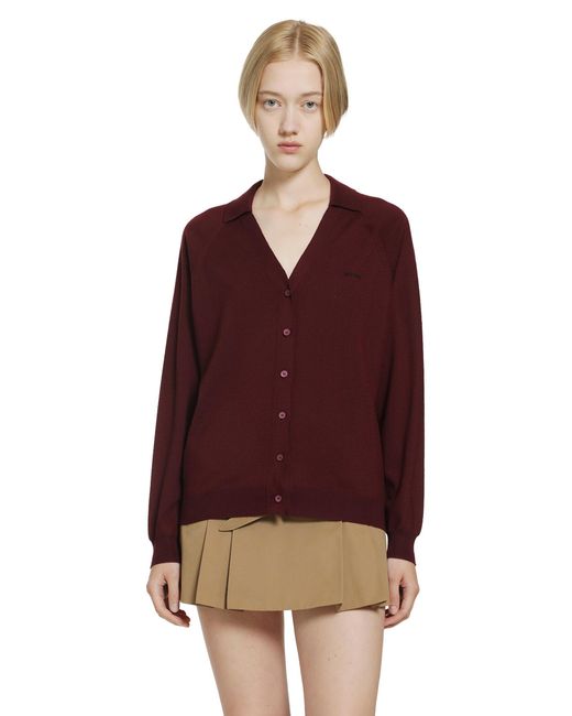 Miu Miu Red Wool Polo Sweater