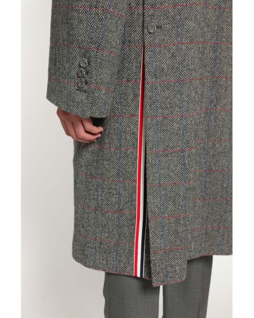 Thom Browne Gray Oversized Peacoat for men