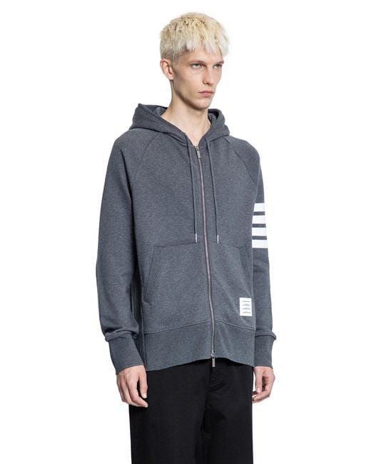 Thom Browne Blue 4-Bar Zip-Up Hoodie for men